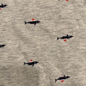 Shark wearing Santa hats long sleeve tee.